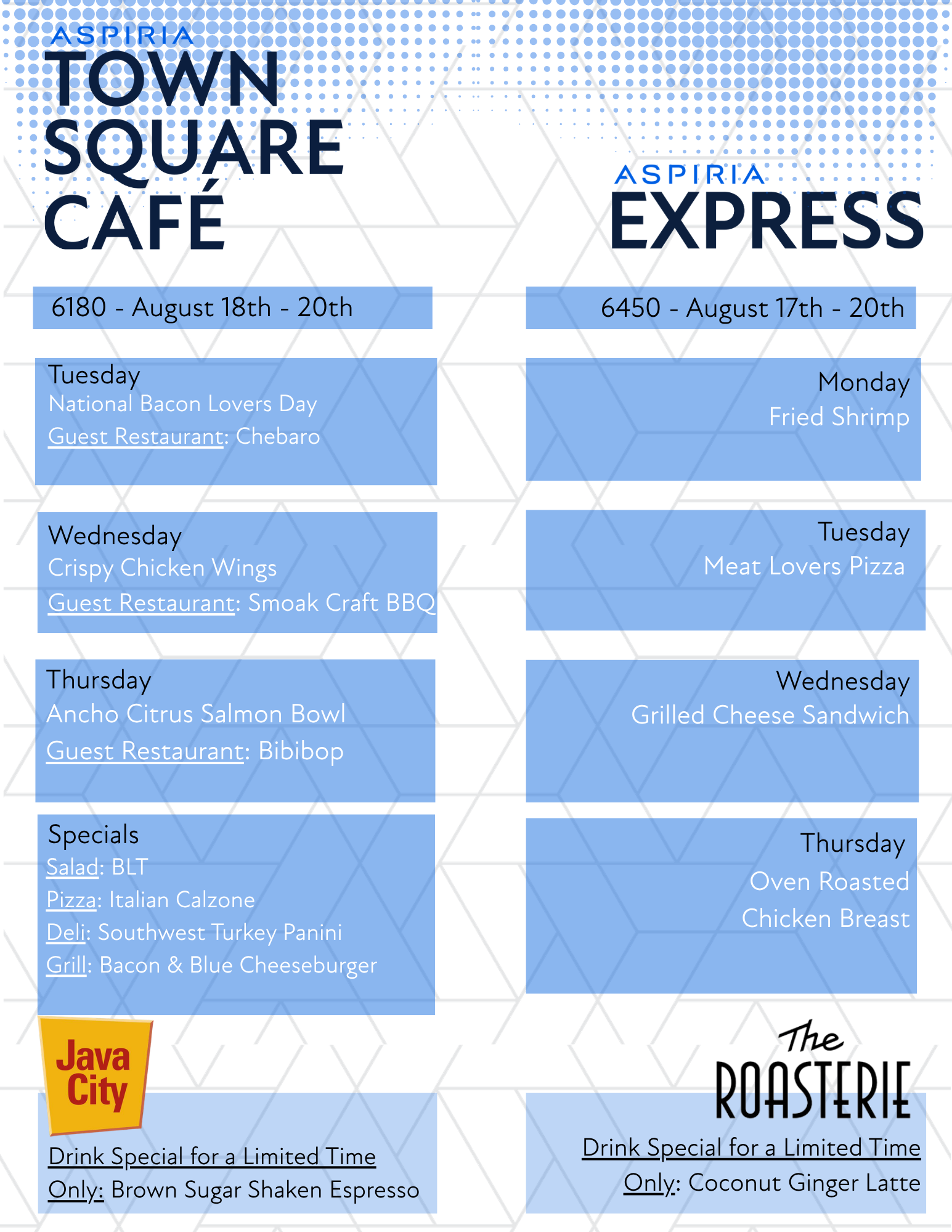 August 17 20 Menu